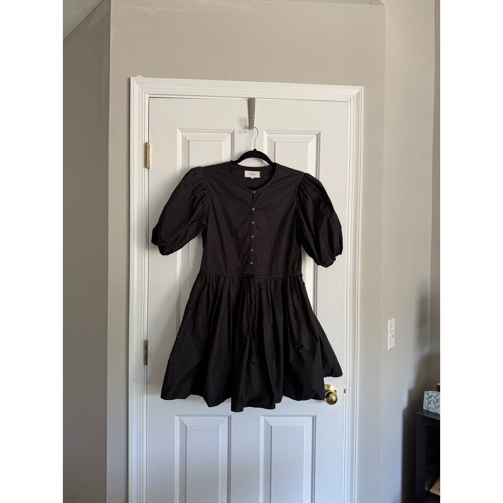 Xirena Aurie Poplin Cotton Mini Dress in Black